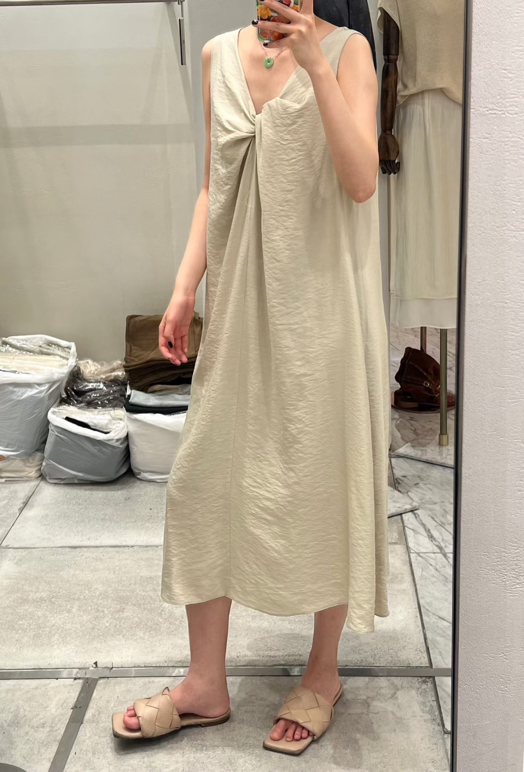 扭結雙面穿無袖長洋裝