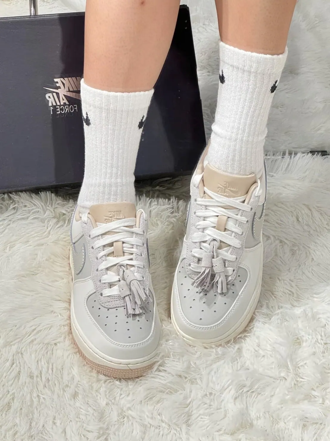 (預訂) Nike Air Force 1 Low - Light Bone Suede Tassels