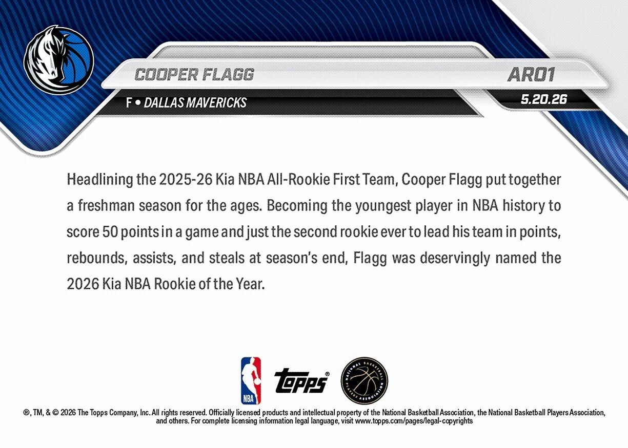 旗子哥 新秀NBA All-Rookie 官方授權紀念卡