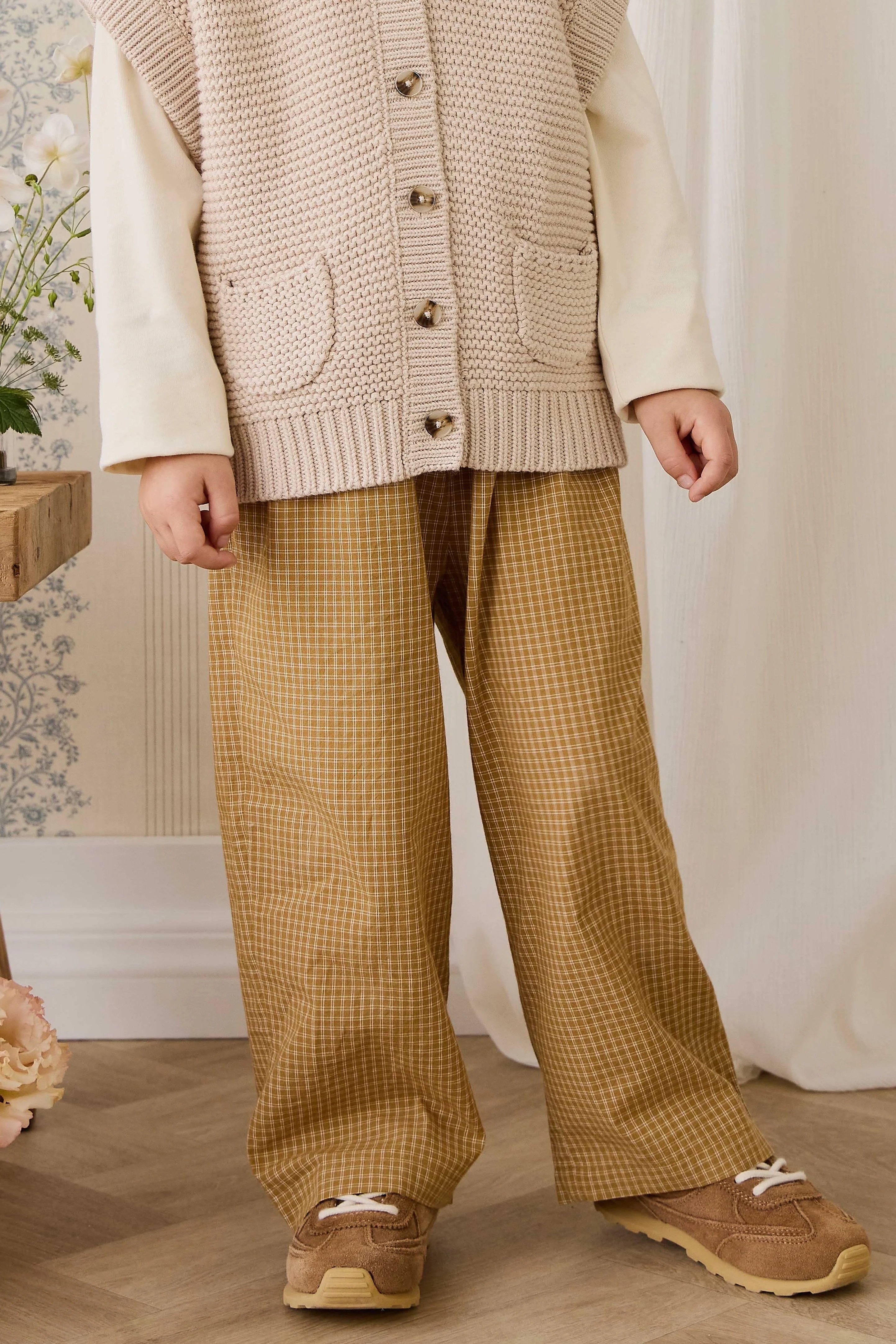 【預購】JAMIE KAY -Organic Cotton Kenji Pant（Windowpane Check Buckwheat）