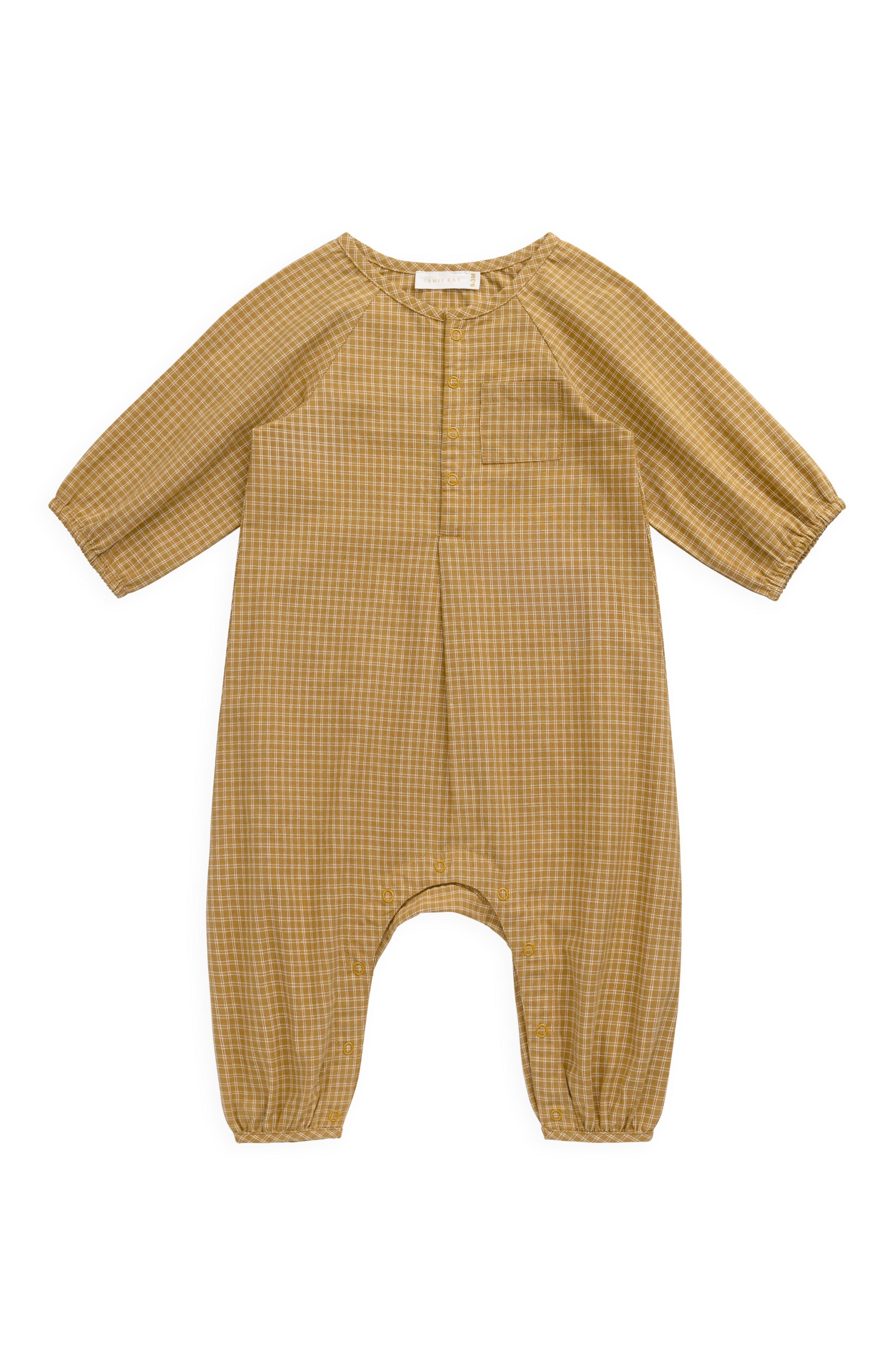 【預購】JAMIE KAY -Organic Cotton Milton Onepiece（Windowpane Check Buckwheat）