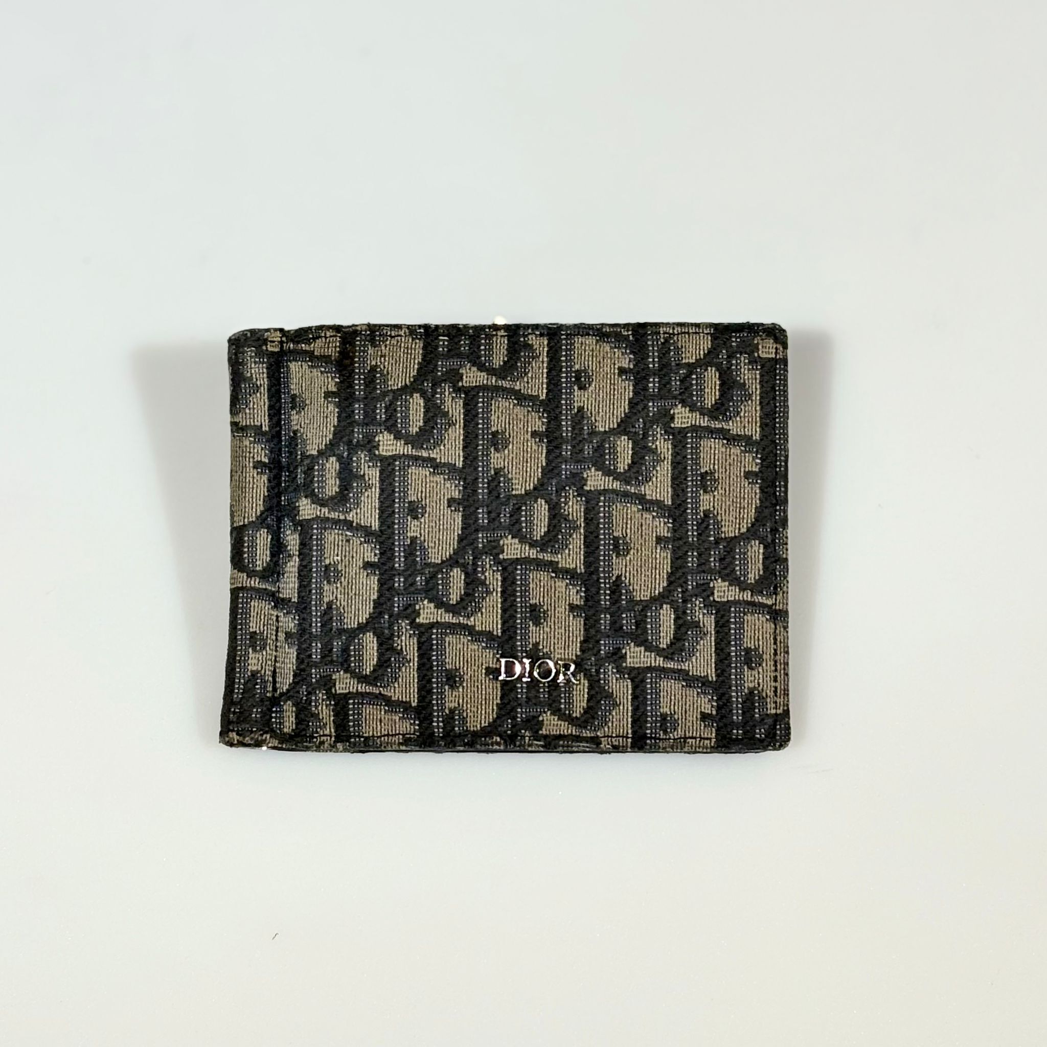 75%NEW二手DIOR MONEY CLIP銀紙夾 OBLIQUE WALLET 帆布拼羊皮 #香榭站正品
