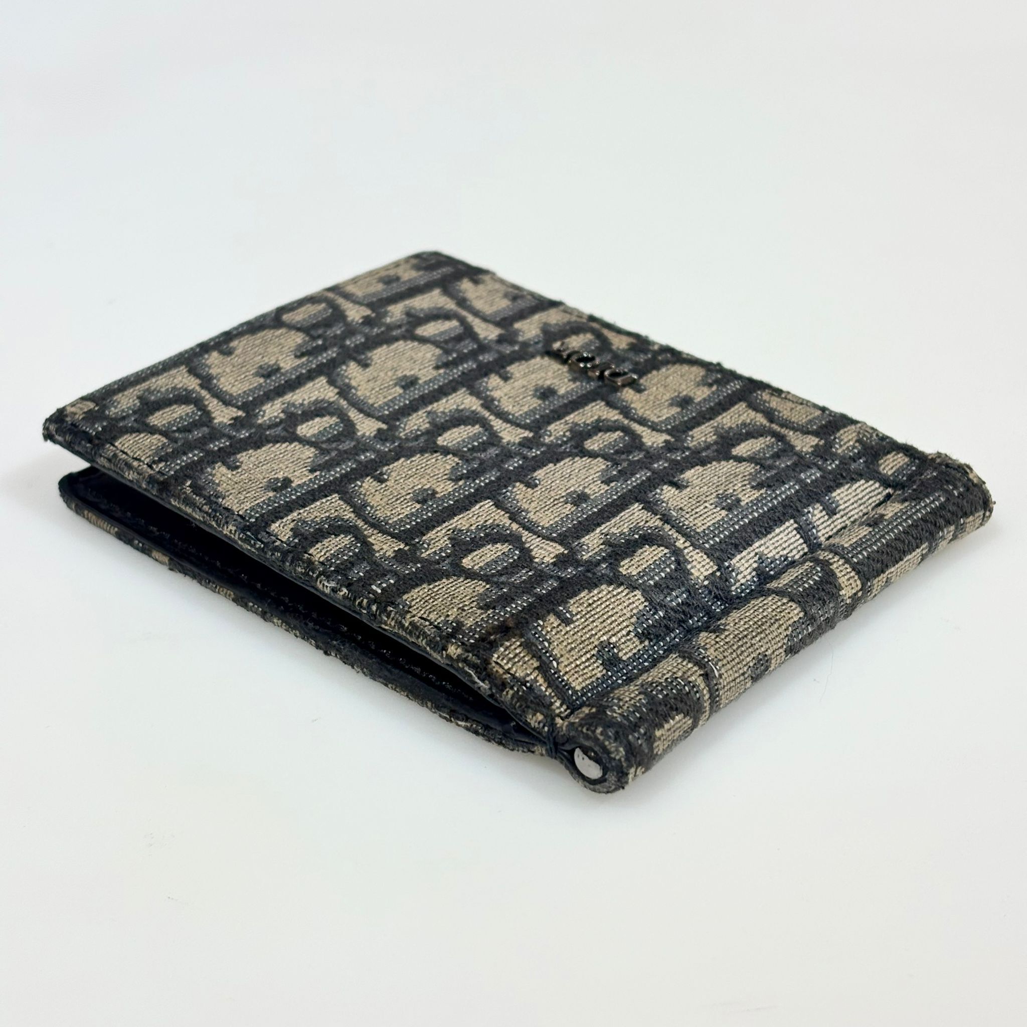 75%NEW二手DIOR MONEY CLIP銀紙夾 OBLIQUE WALLET 帆布拼羊皮 #香榭站正品