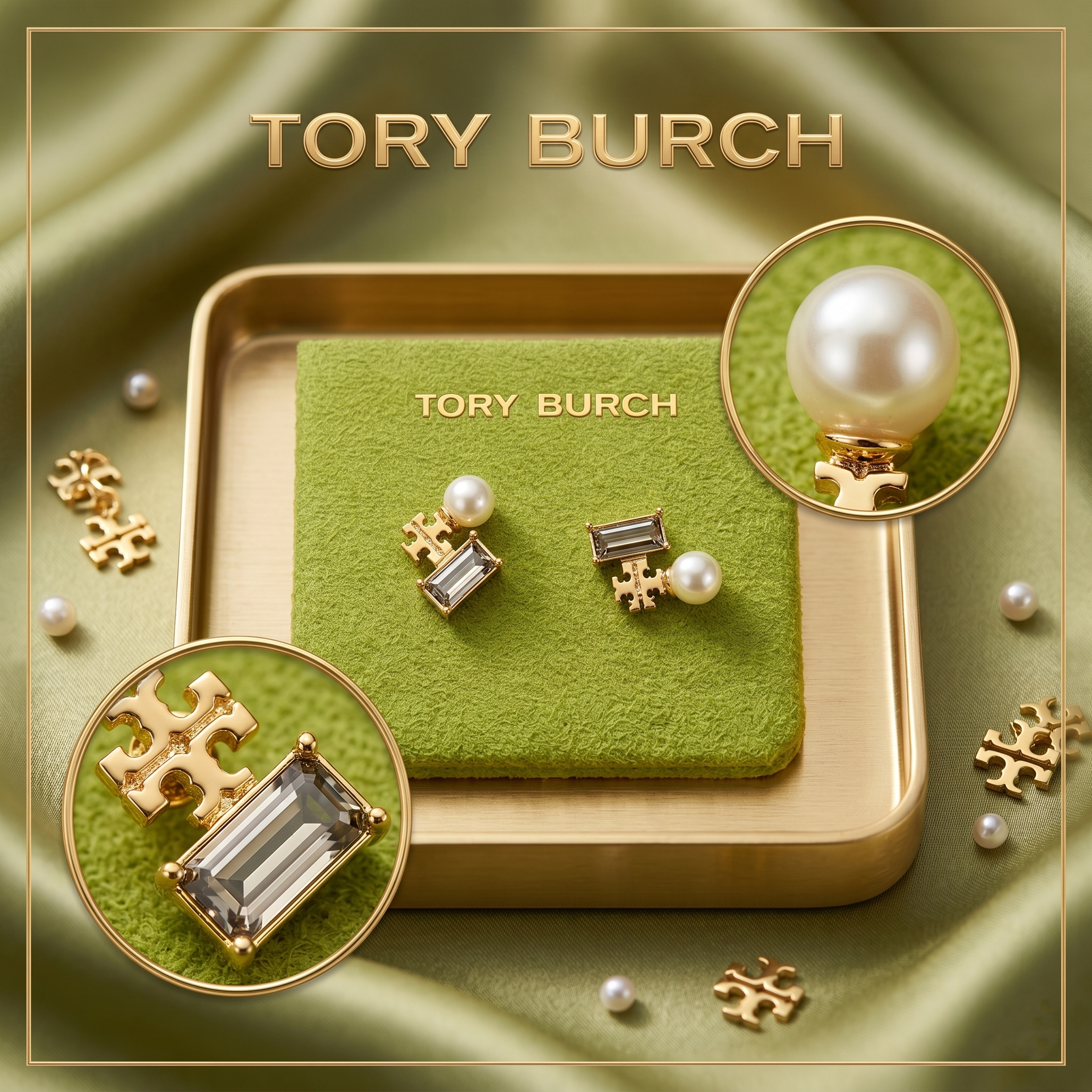 【預購】Tory Burch H052228 小珍珠logo耳環