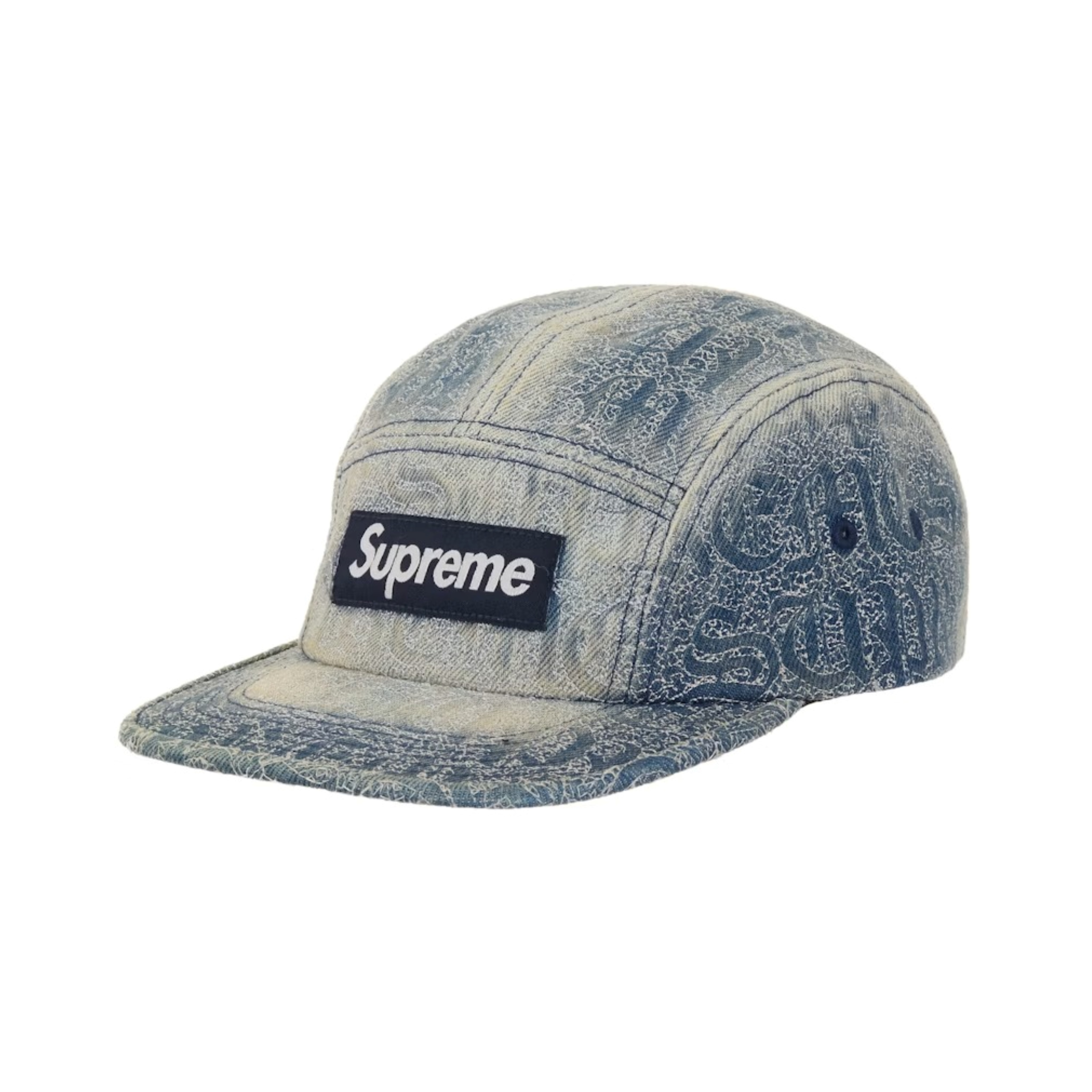 2026SS SUPREME Stitched Old English Denim Camp Cap 帽子 歌德字體 現貨 SS26H29
