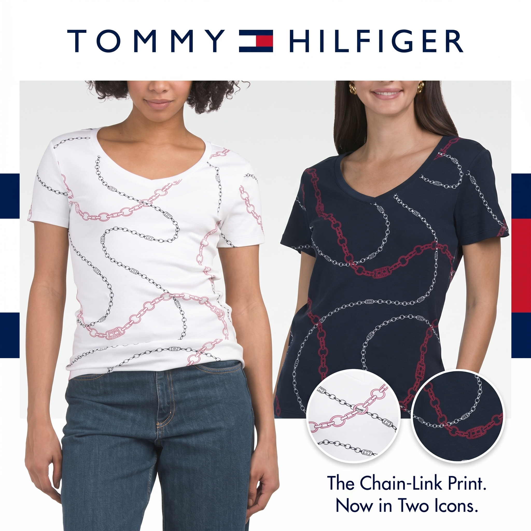 【預購】Tommy Hilfiger H052209 女裝印花 V 領短袖上衣