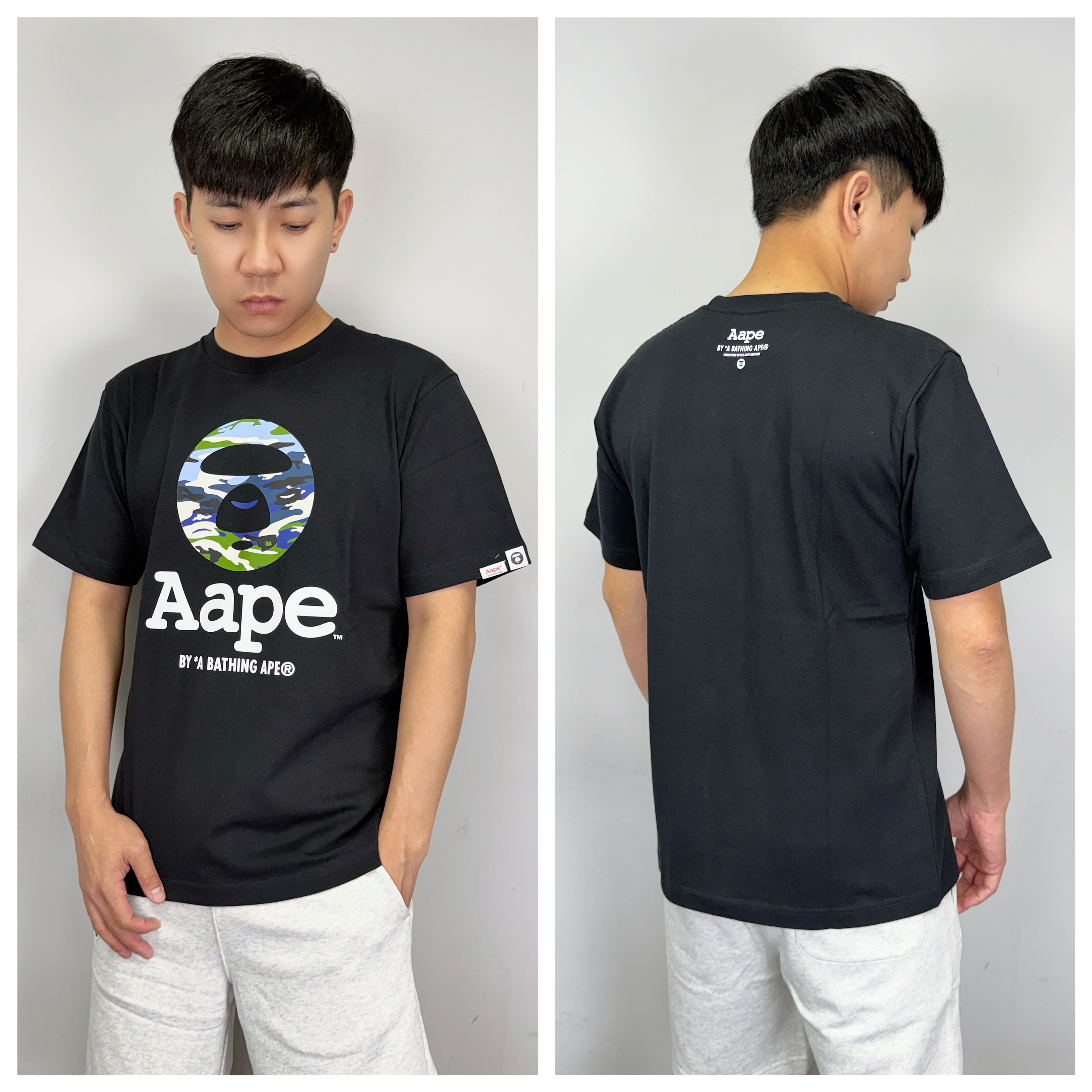 AAPE 彩色迷彩猿猴字母 短袖上衣 短T