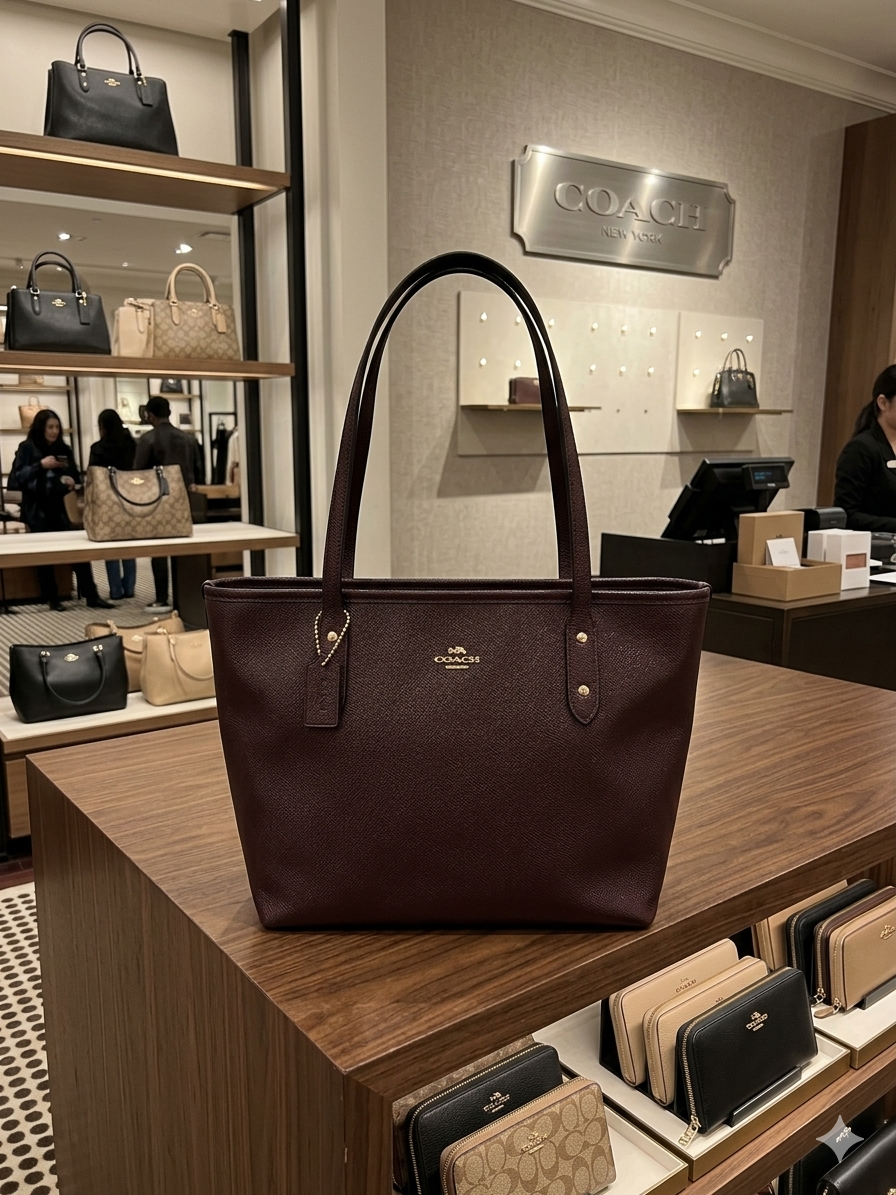【現貨】Coach LX0522195 經典十字紋防刮真皮拉鍊Tote Bag