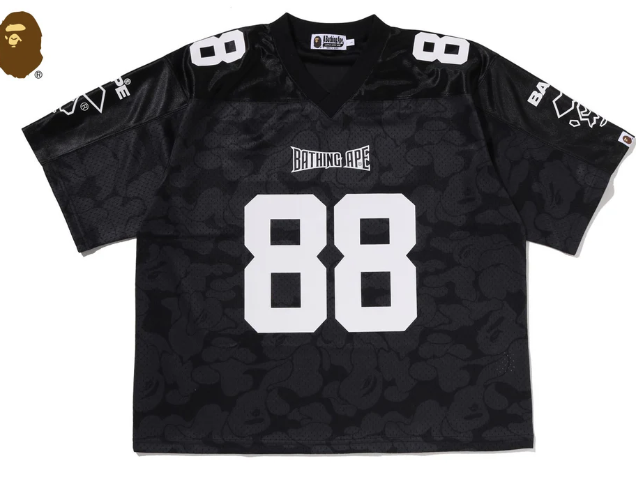 【BAPE男生】0523發售 寬版SOLID CAMO MULTI LOGO RELAXED FIT FOOTBALL JERSEY TEE
