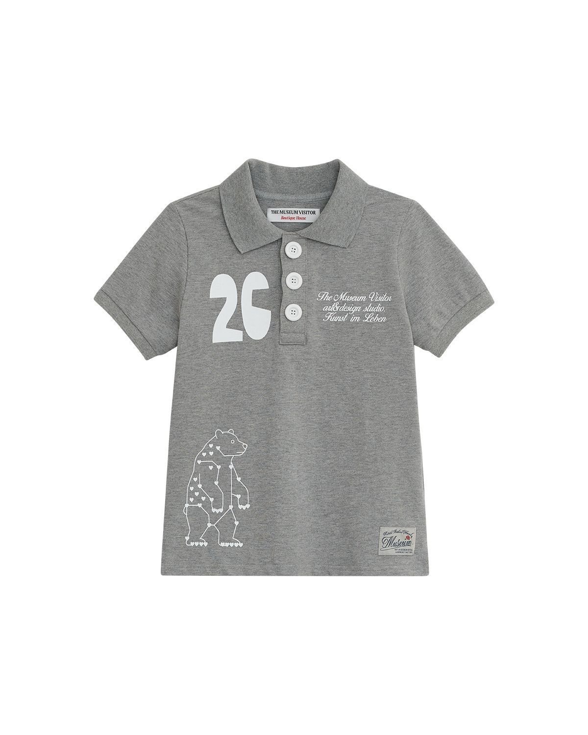 THEMUSEUMVISITOR W Heart Bear 網眼T恤 麻灰色 TW26MECT13MG