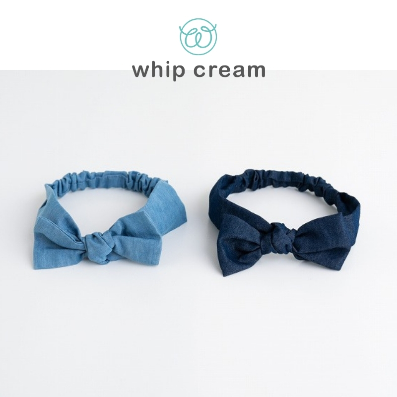 【日本 whip cream】天絲丹寧蝴蝶結髮帶