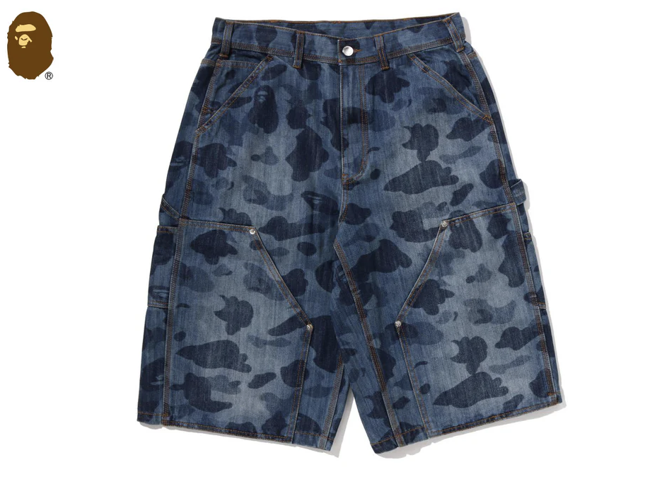 【BAPE男生】0523發售 寬版1ST CAMO DOUBLE KNEE 13 OZ RELAXED FIT DENIM SHORTS