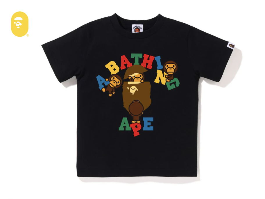 【BAPE童裝】0523發售 MULTI COLOR TEXT COLLEGE MILO TEE
