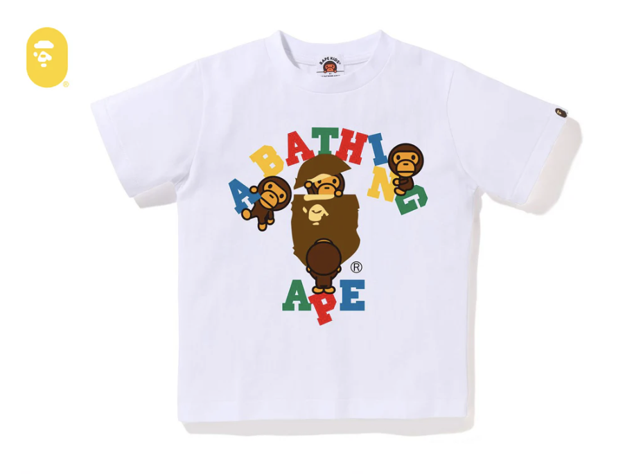 【BAPE童裝】0523發售 MULTI COLOR TEXT COLLEGE MILO TEE
