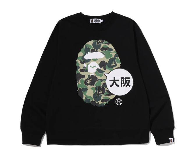 【BAPE男生】0523發售 大阪限定 ABC CAMO APE HEAD OSAKA CREWNECK SWEATSHIRT