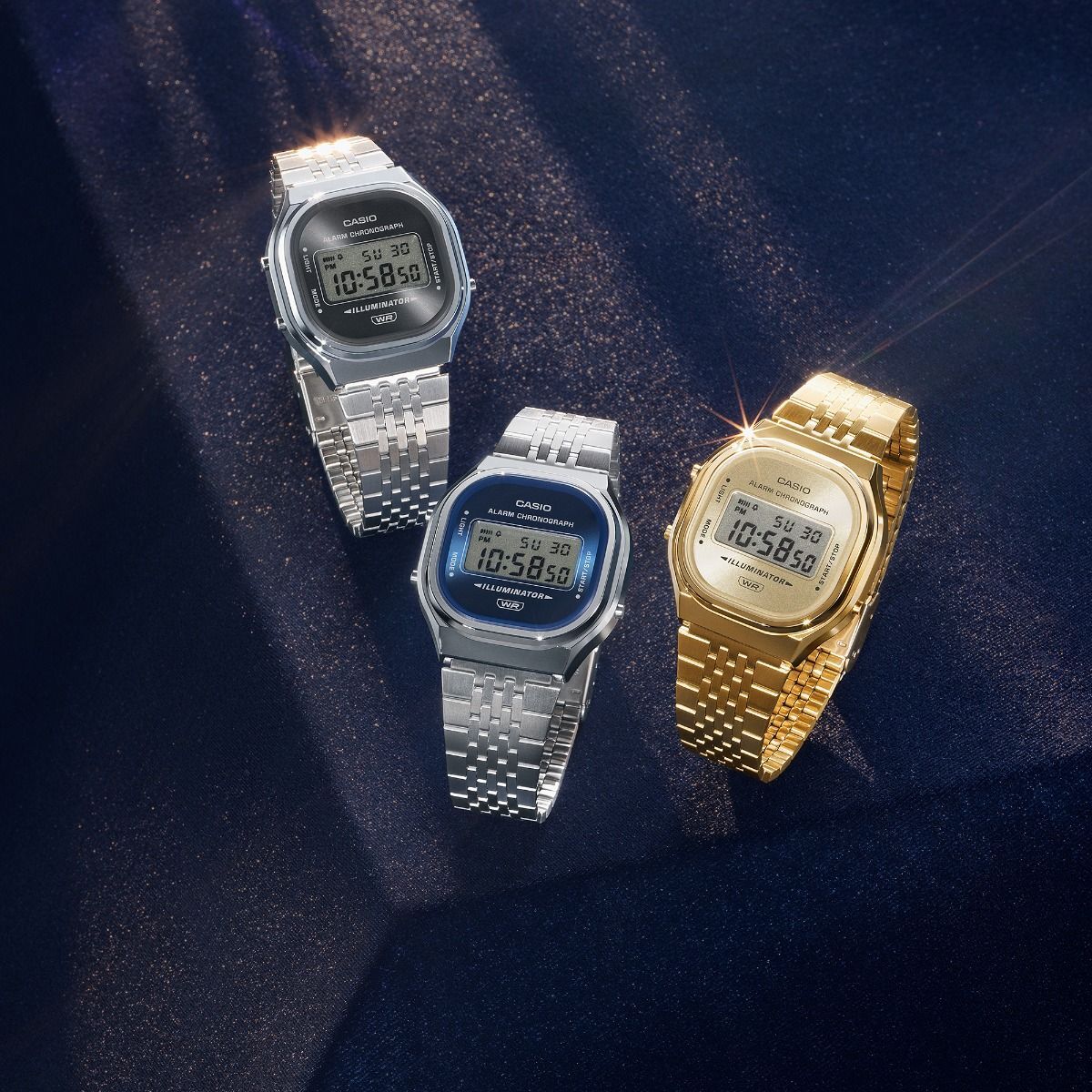 Casio 金色 方形復古跳字錶 A140WEG-9A
