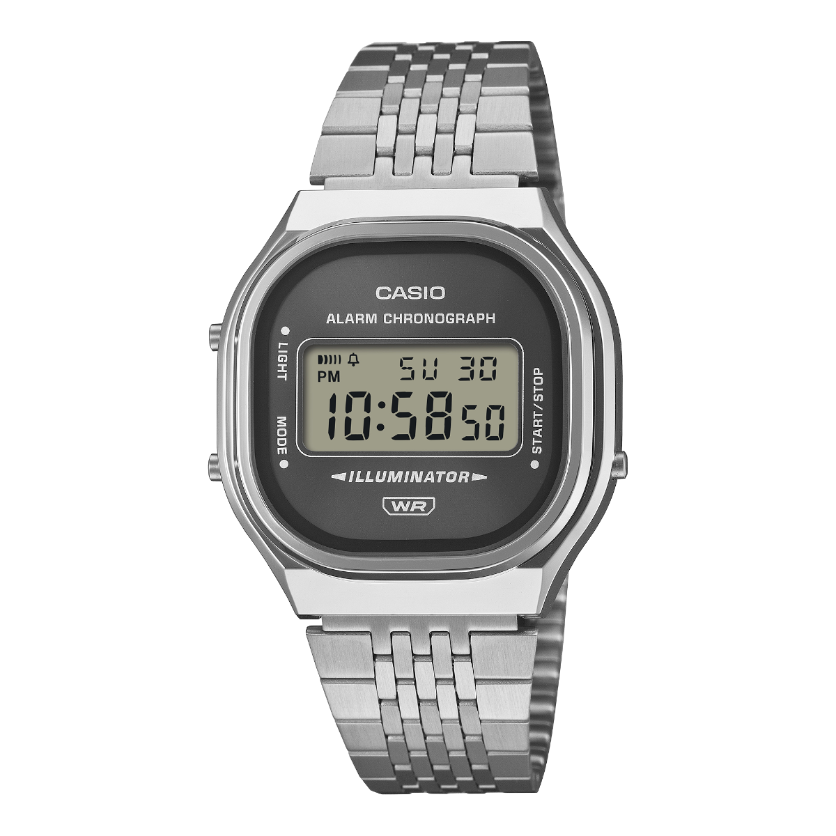 Casio 銀色 灰面 方形復古跳字錶 A140WE-8A