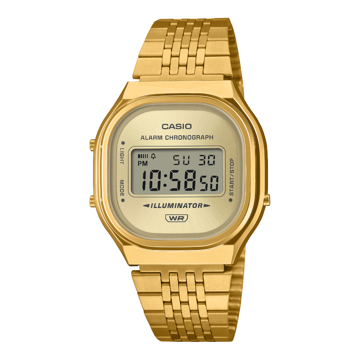 Casio 金色 方形復古跳字錶 A140WEG-9A