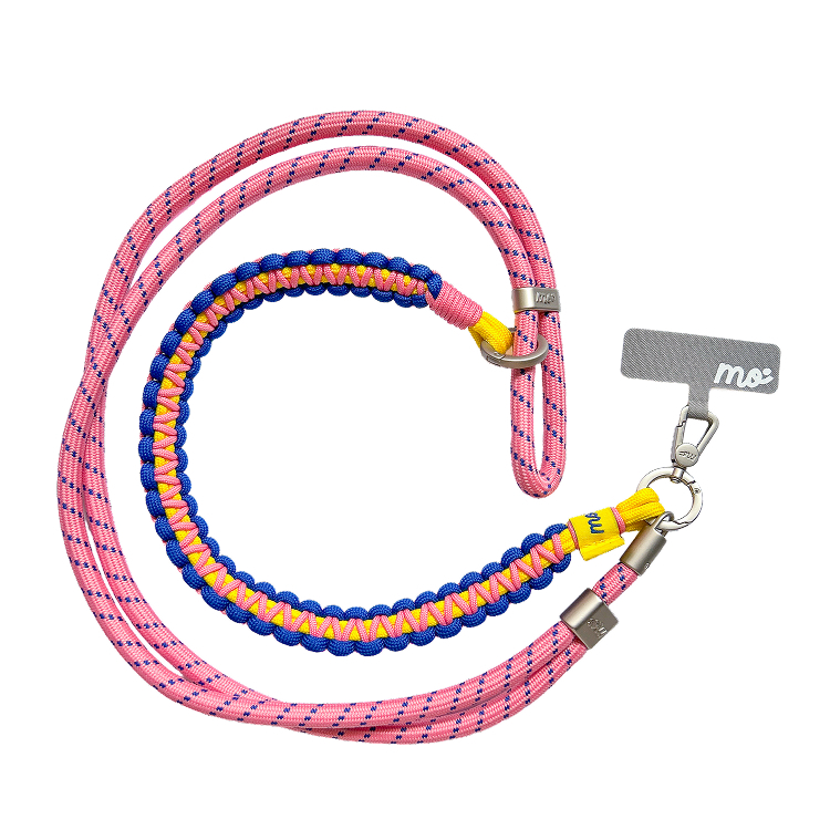 PRISMATICA | Braided Wide Adjustable Neck Strap for Mobile Phone - Coral/Navy