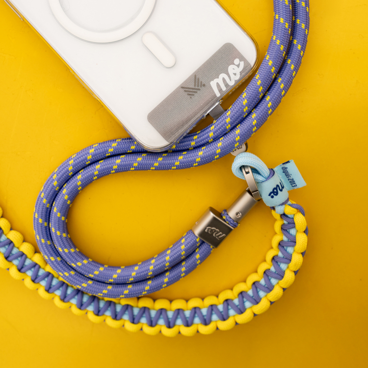 PRISMATICA | Braided Wide Adjustable Neck Strap for Mobile Phone - Lavender/Yellow