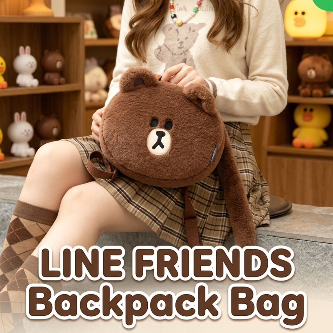 LINE FRIENDS 熊大 毛絨背包雙肩包