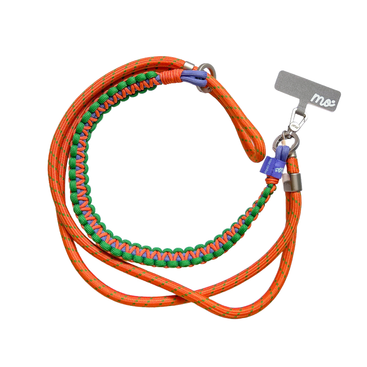 PRISMATICA | Braided Wide Adjustable Neck Strap for Mobile Phone - Orange/Evergreen