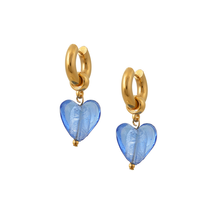 1MY0524-032 [MAYOL] Heart of Glass Earrings Blue #CC32 (EU)
