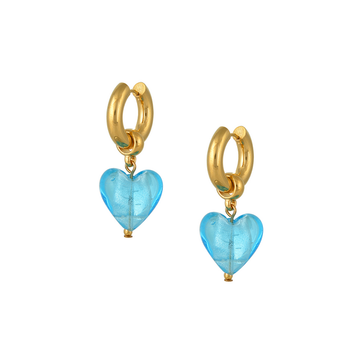 1MY0524-034 [MAYOL] Heart of Glass Earrings Aqua Blue #CC34 (EU)