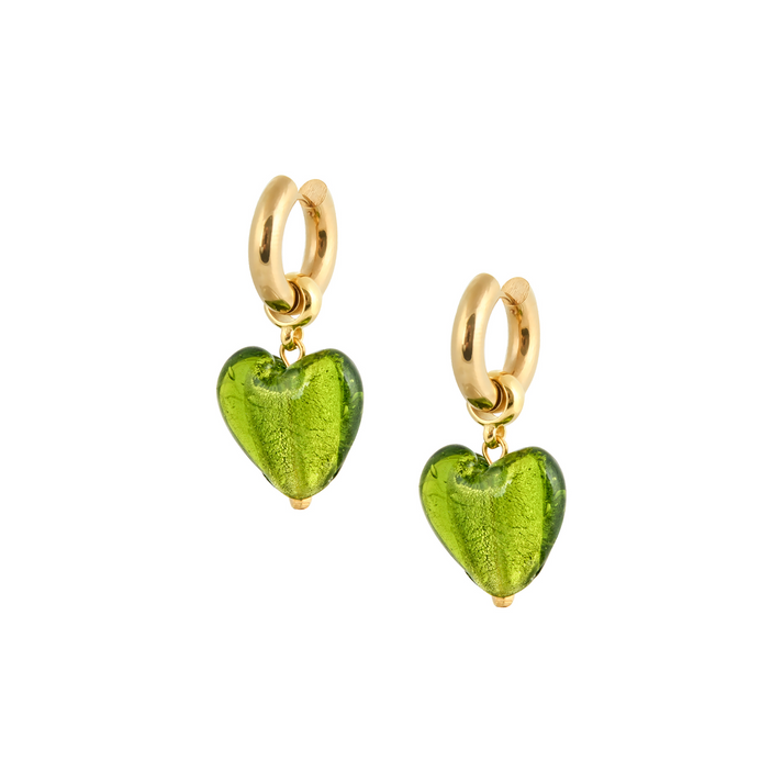 1MY0524-036 [MAYOL] Heart of Glass Earrings Emeral #CC36 (EU)