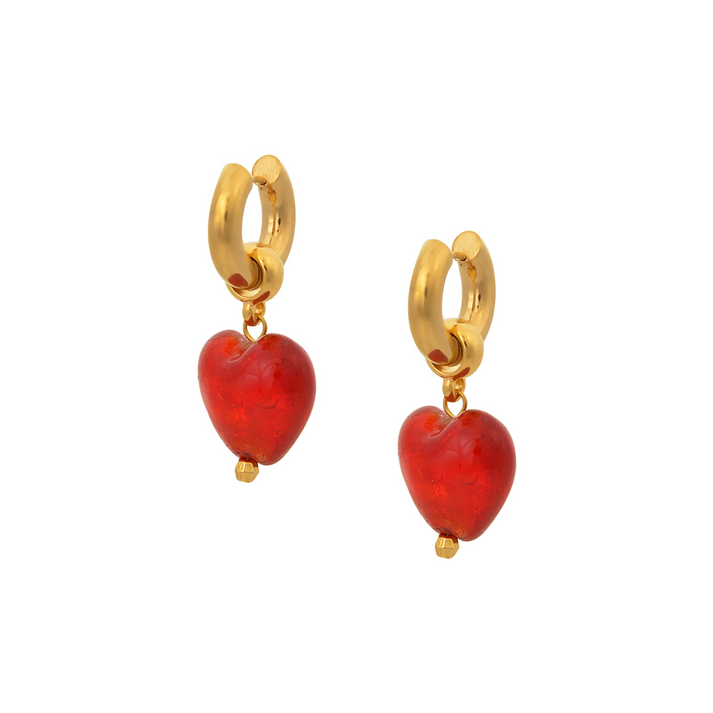 1MY0524-037 [MAYOL] Heart of Glass Earrings Valentine's Red #CC37 (EU)