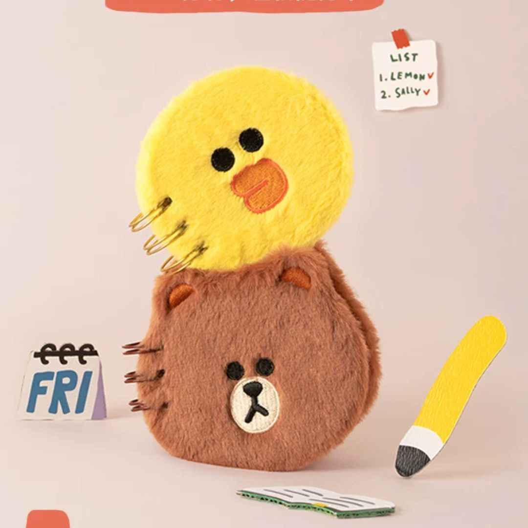 LINE FRIENDS 毛絨筆記本 |Brown