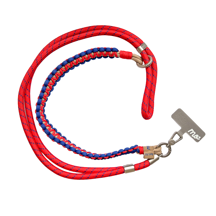 PRISMATICA | Braided Wide Adjustable Neck Strap for Mobile Phone - Vermillion/Navy