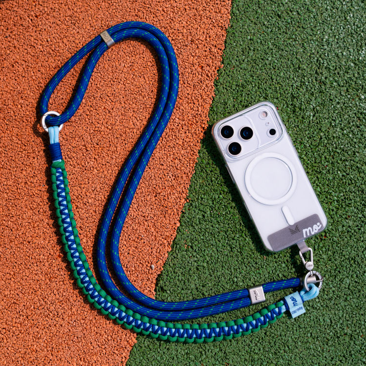 PRISMATICA | Braided Wide Adjustable Neck Strap for Mobile Phone - Navy/Evergreen