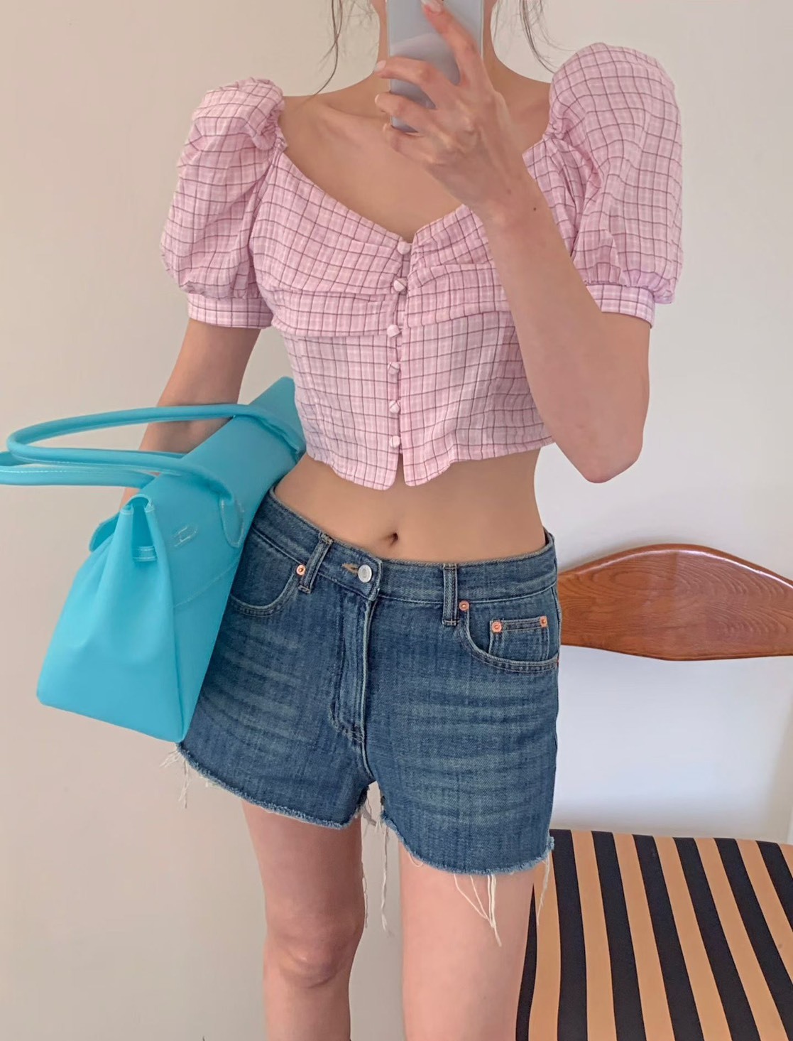 抽白鬚牛仔短褲