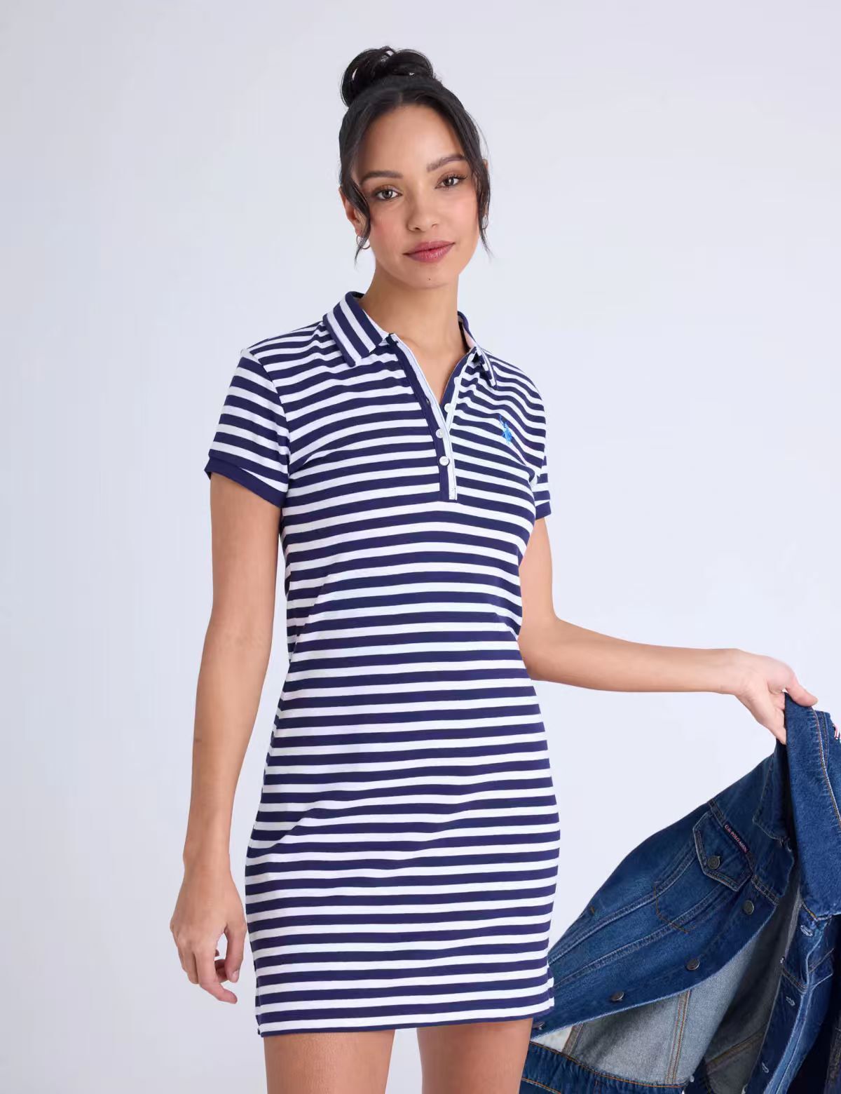 【預購】U.S. POLO ASSN. H052335 細條紋修身 POLO 連身裙