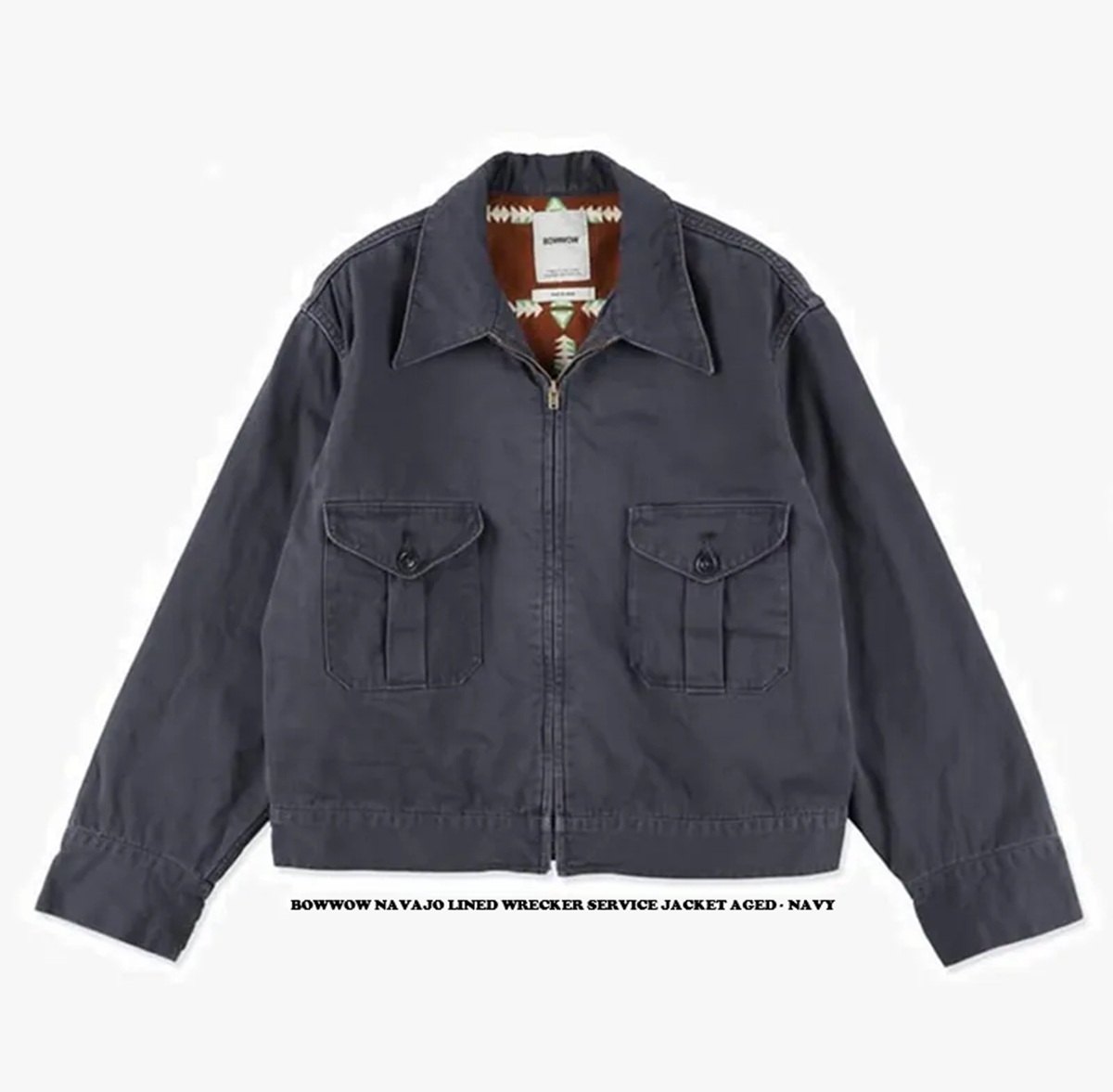 LAST PCS: BOWWOW NAVAJO LINED WRECKER SERVICE JACKET AGED - NAVY SIZE XL PRE ORDER ITEM (預訂中)