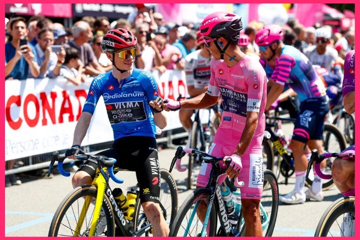 環義Visma車隊Vingegaard與巴林勝利Eulálio碰拳致意Cervelo對決Bianchi單車