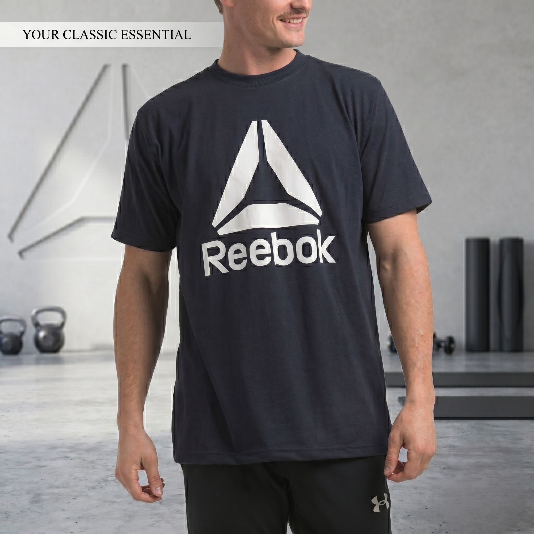 【預購】Reebok H052361 男裝大 Logo 短袖上衣 (黑色)