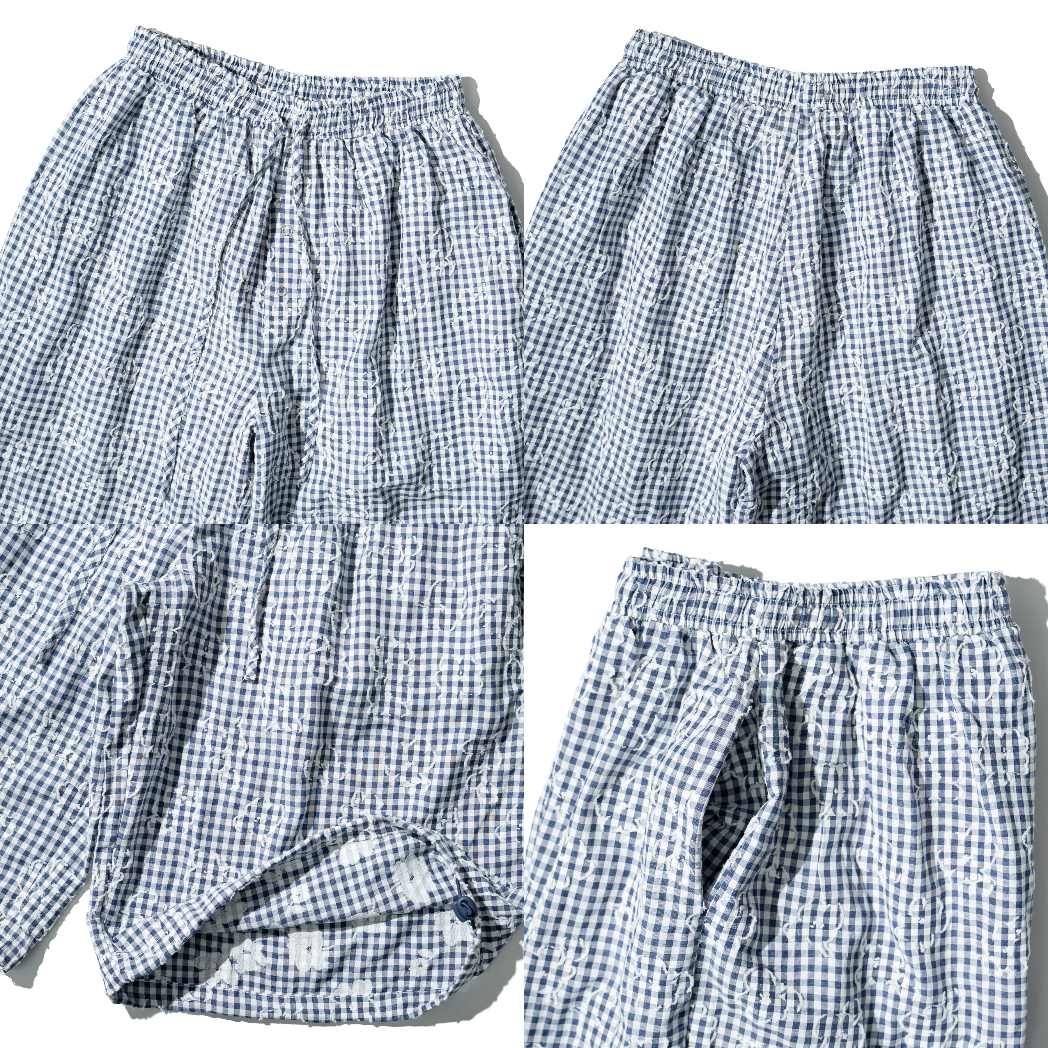 AGILITY MIAO Plaid Cropped Pants 小花壓紋 排扣 七分褲  [M-AS7]