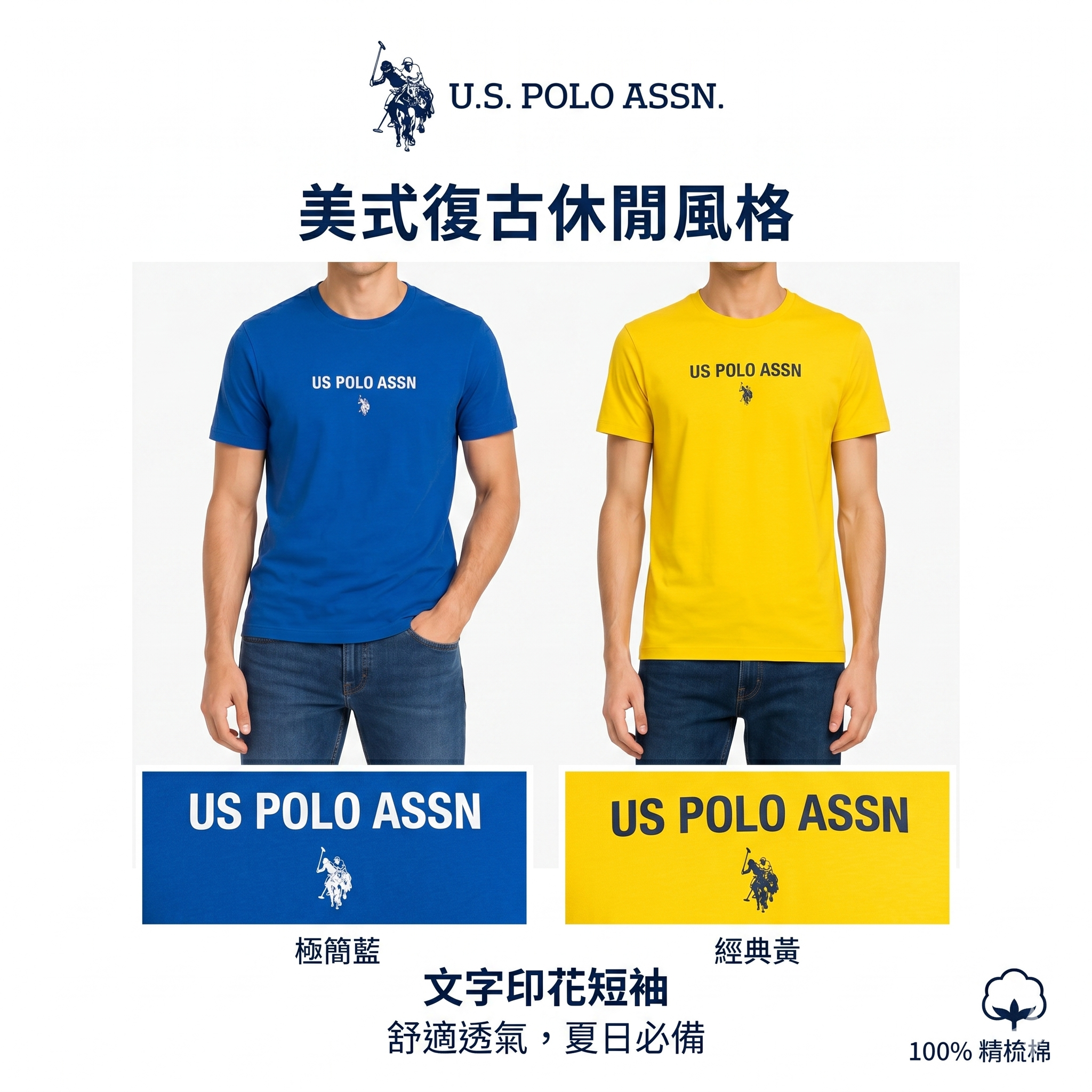【預購】U.S. POLO ASSN. H052320 文字印花短袖