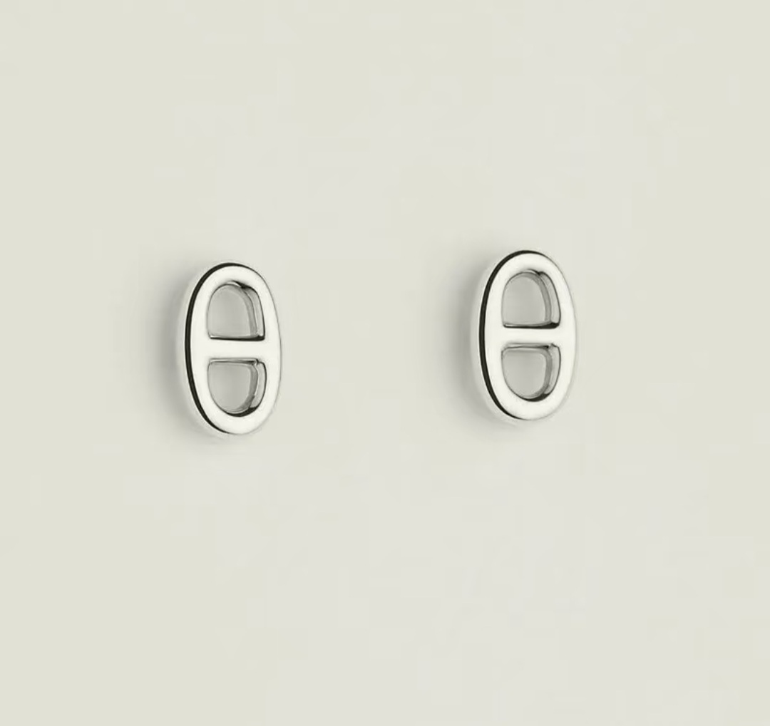 Hermes 925 FARANDOLE STUD EARRINGS 豬鼻耳環 純銀 耳針 耳釘款
