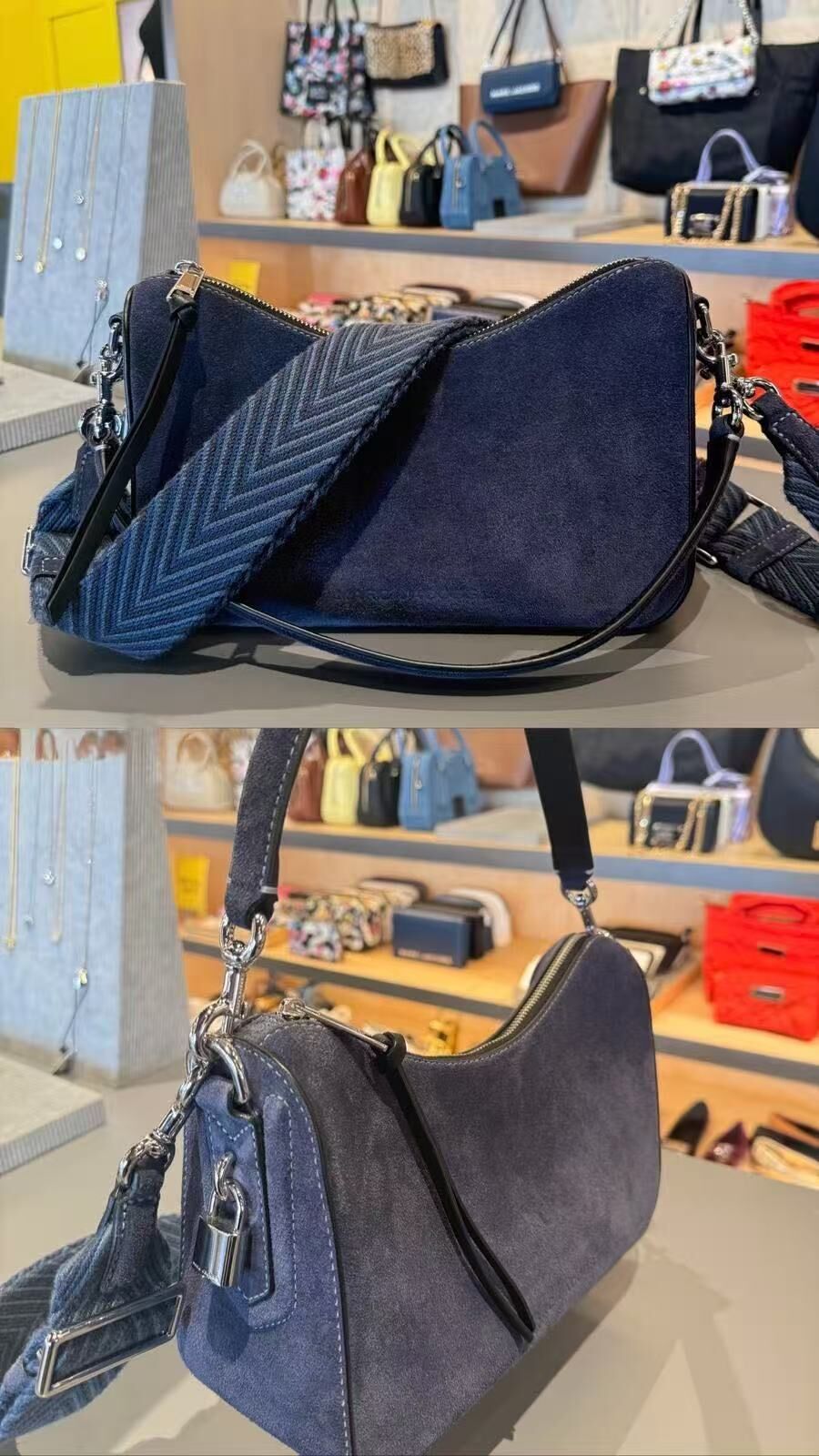 【預購】Marc Jacobs H0523103 深藍色麂皮肩背包