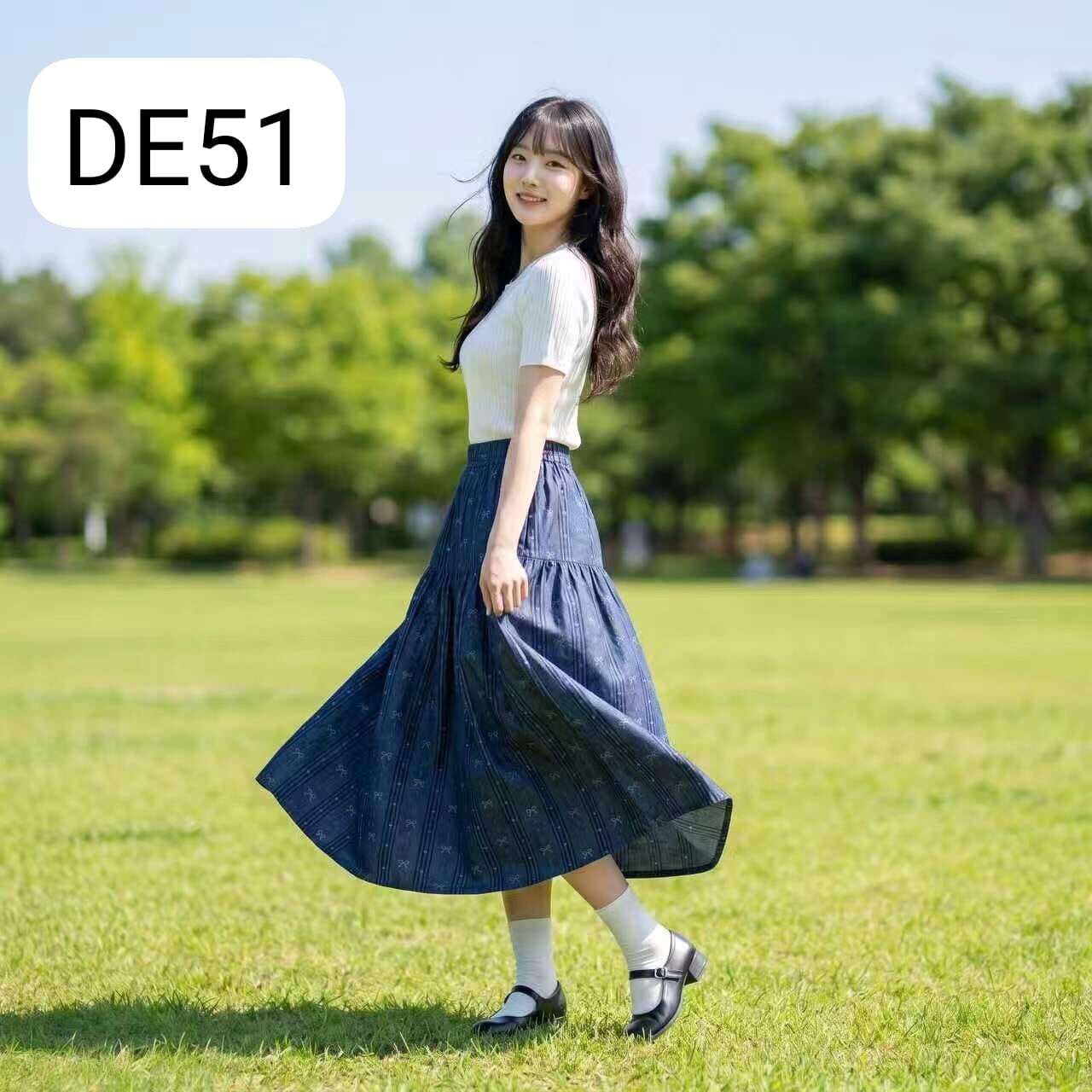 DE51  蝴蝶長裙 腰M26-40   長32  L28-42 長32 $299
