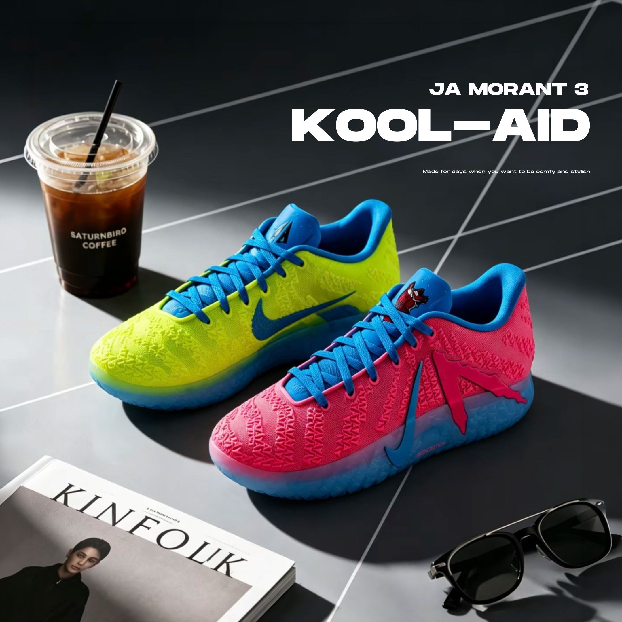 NICEDAY 現貨 Nike Ja Morant 3 粉 黃 夏日 實戰 籃球鞋 IW1160-700