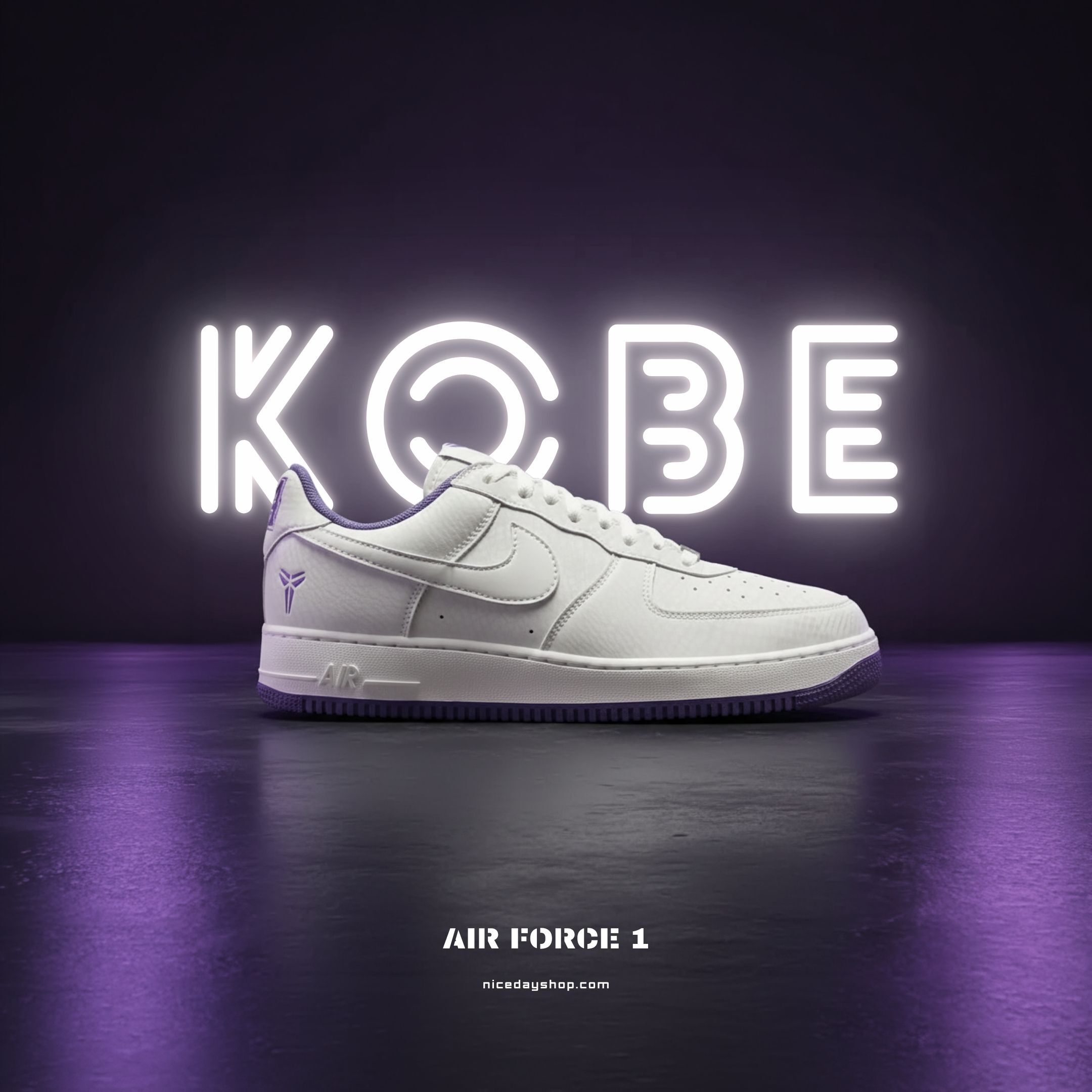 NICEDAY 代購 Nike Air Force 1 白紫 柯比 老大 百搭 IB0018-102