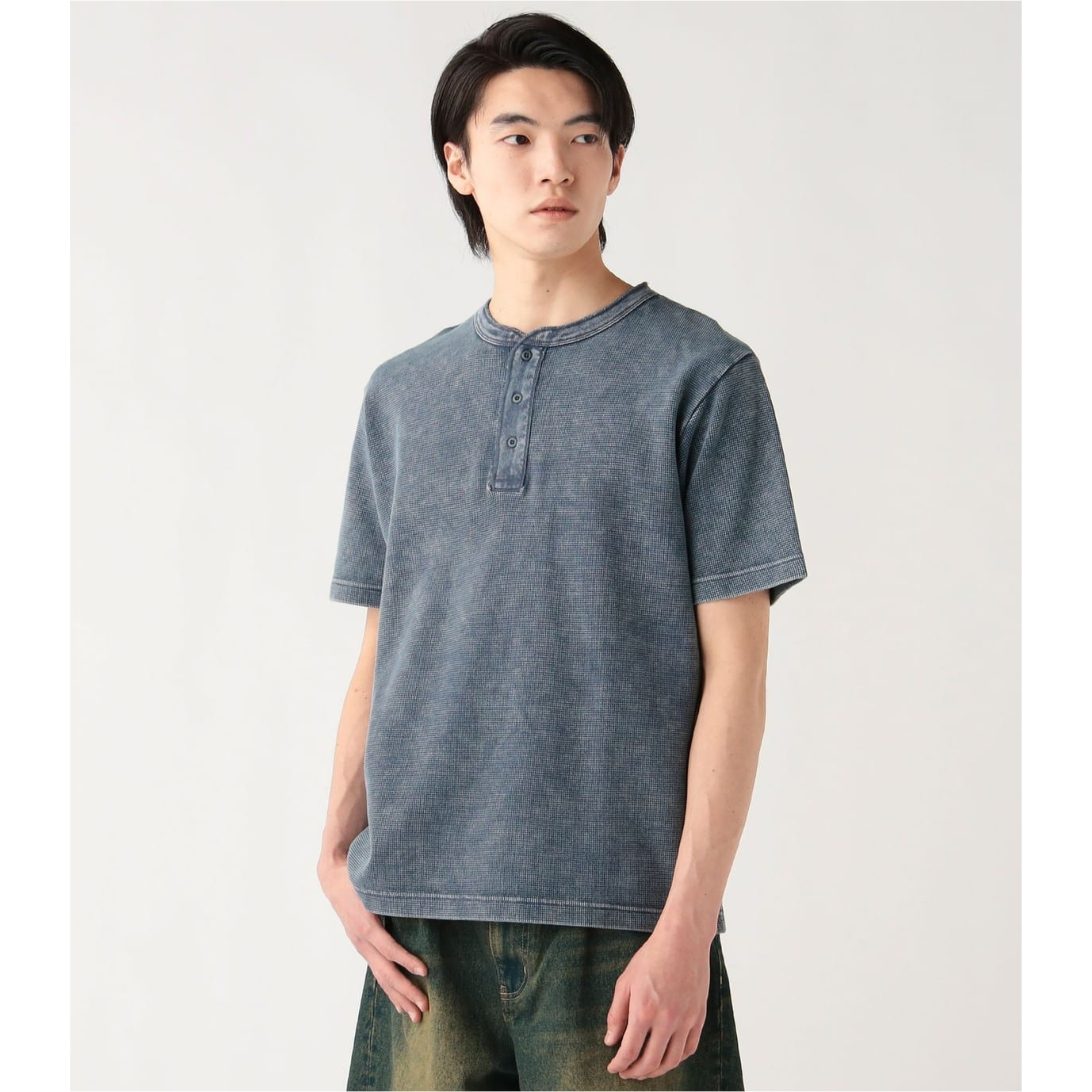 2026SS BEAMS HEART VINTAGE WAFFLE HENLEY T-SHIRT 水洗 華夫紋 亨利領 短袖 短T 現貨 42040413147