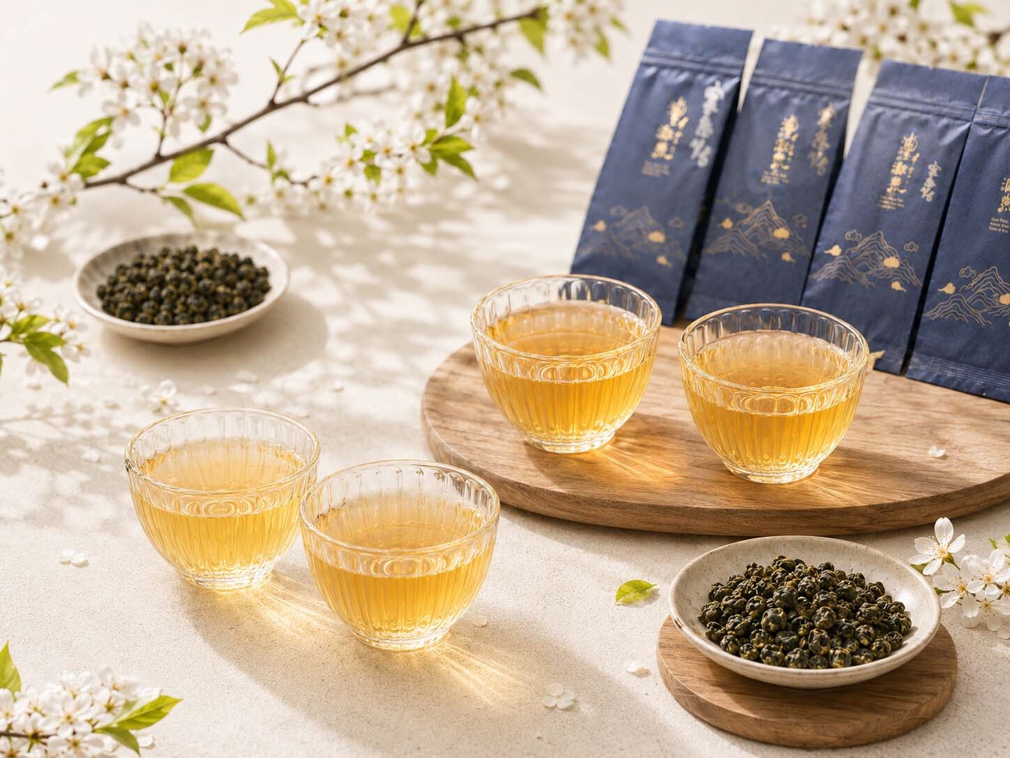 澧瀜號一口泡六席品鑑組，六款茶香與茶湯陳列