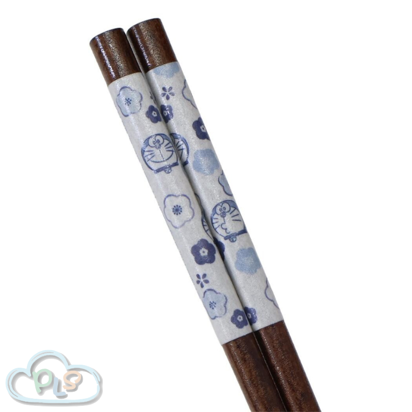 現貨 天然木筷子 23cm 多啦A夢 梅花圖案 白色 #23010-1