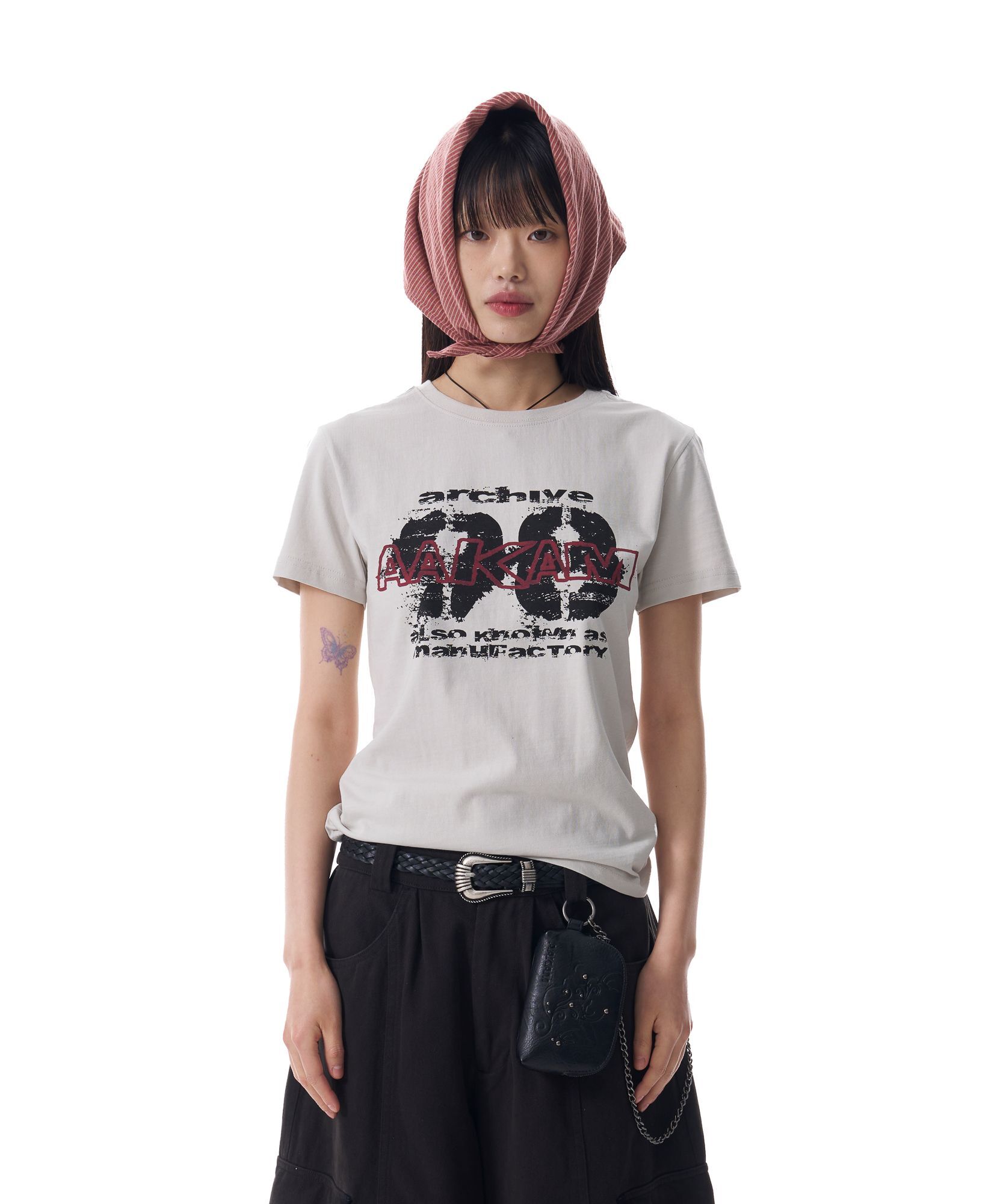 AAKAM Painted 98 短版上衣 淺灰 AK25TOP26LG