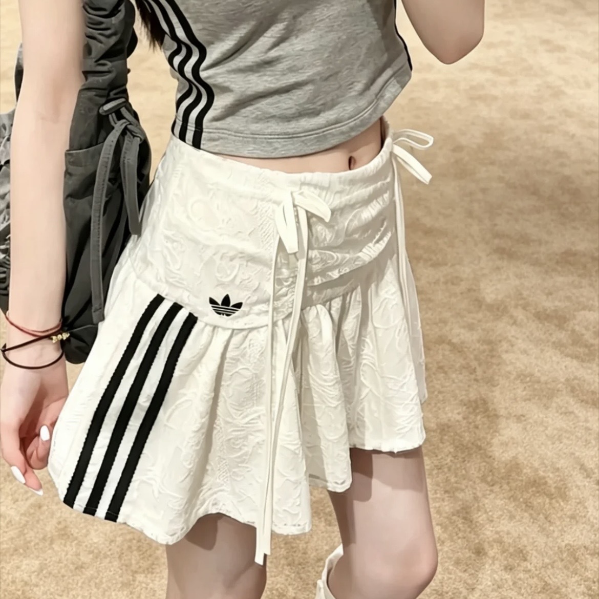 ADIDAS ORIGINALS 白色 蕾絲短裙 褲裙 澎澎裙 蛋糕裙 中腰 KU4760
